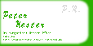 peter mester business card
